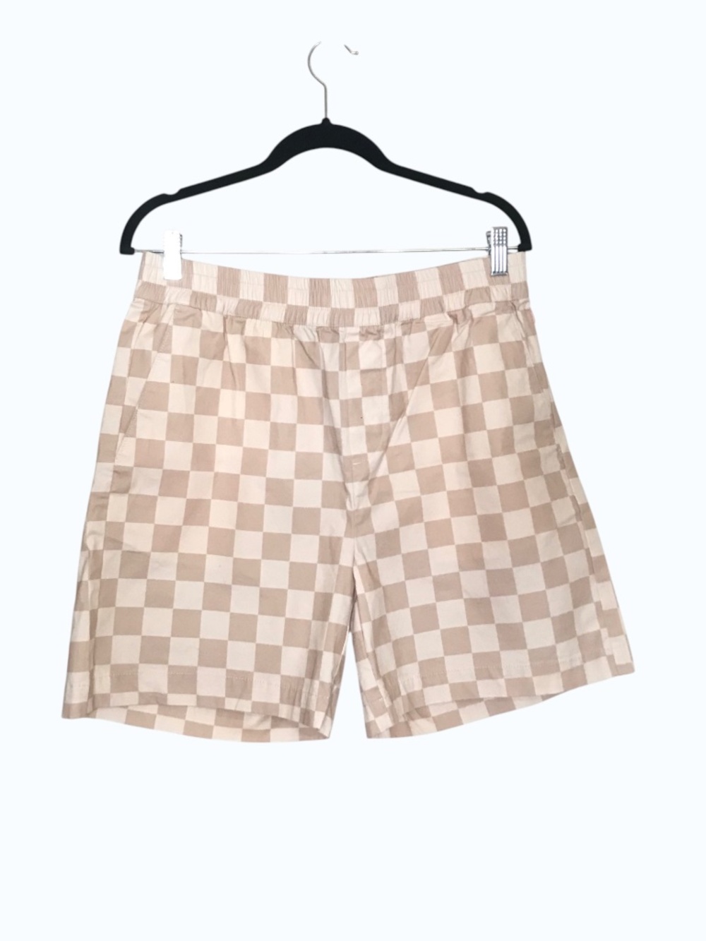 Organic Cotton Checkered Lounge Shorts Minimalist  Elastic Waist Premium Feel